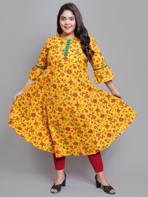 Yash Gallery Women Floral Print Anarkali Kurta(Yellow)