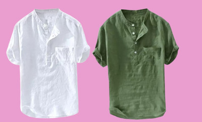 Super Westan Men Solid Straight Kurta(White, Green)