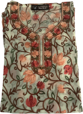 Warm Worth Women Embroidered A-line Kurta(Light Green)