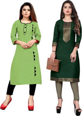 AAIKHODAL Women Applique Straight Kurta(Multicolor)