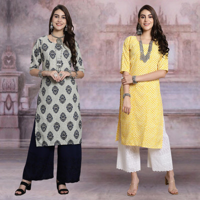 Moda Rapido Women Printed Straight Kurta(Multicolor)