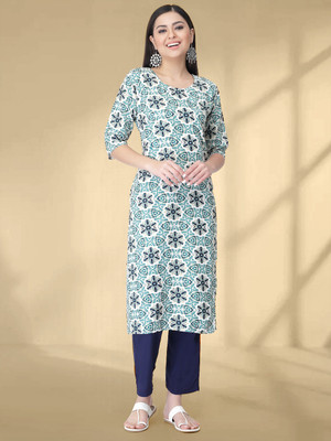 1 Stop Fashion Women Printed A-line Kurta(Green)
