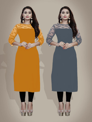 Maheshvi Women Self Design Straight Kurta(Multicolor)