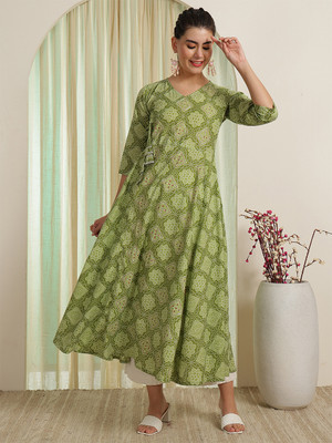 Nishabd Women Printed Straight Kurta(Green)