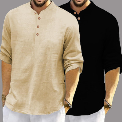 DaReal Men Solid Straight Kurta(Beige)
