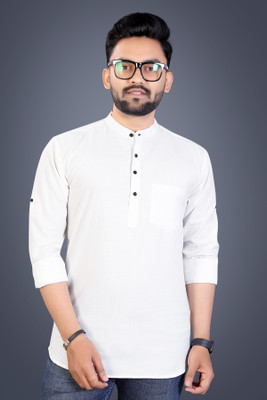 Nnc Men Solid Straight Kurta(White)