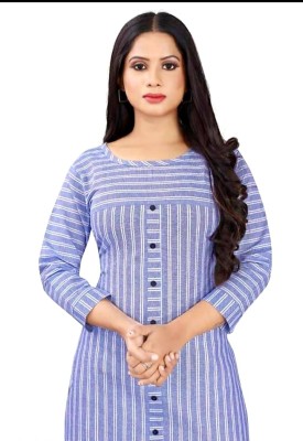 BAJRANG ORGANIZATION Women Striped Straight Kurta(Blue)