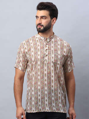 ARMAAN ETHNIC Men Printed Ethnic Dress Kurta(Brown)