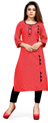 AAI MOGAL Women Solid Straight Kurta(Red)