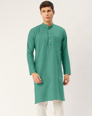 CHIRASVI Men Embroidered Straight Kurta(Green)