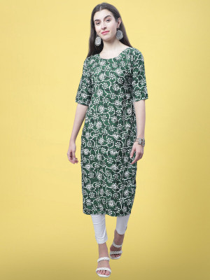 1 Stop Fashion Women Printed A-line Kurta(Green)