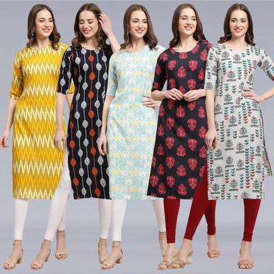 1 Stop Fashion Women Printed Straight Kurta(Multicolor)
