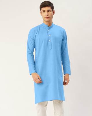 Tezys Men Solid Straight Kurta(Blue)