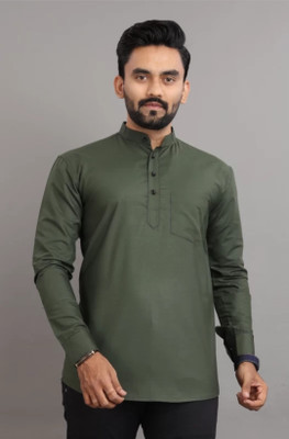 Jayenterprise Men Solid Straight Kurta(Green)