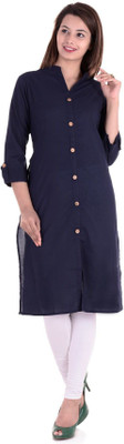 HouseOfCommon Women Printed Straight Kurta(Dark Blue)