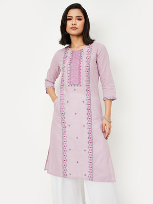 MAX Women Printed A-line Kurta(Purple)