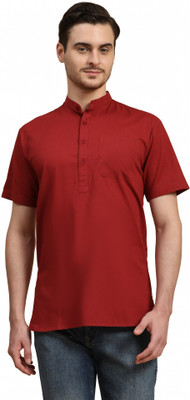 SKAVIJ Men Solid Straight Kurta(Red)