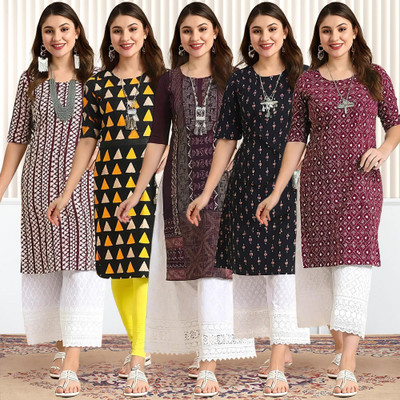 1 Stop Fashion Women Printed Straight Kurta(Multicolor)