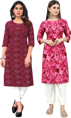 MARIDI FASHION Women Printed Straight Kurta(Multicolor)