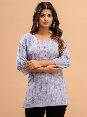 Feranoid Retail Women Printed Straight Kurta(Light Green)