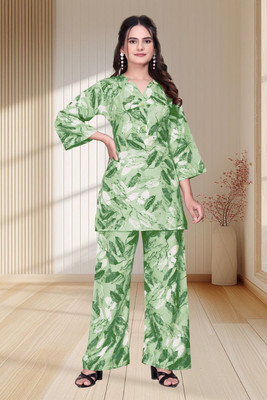 DAAZI Women Printed Tunic Kurta(Green)