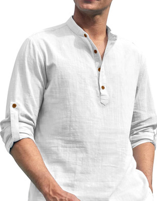Radiance Creation Men Solid Straight Kurta(White)
