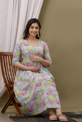 Akshara Fashion Women Fit and Flare Multicolor Midi/Calf Length Dress