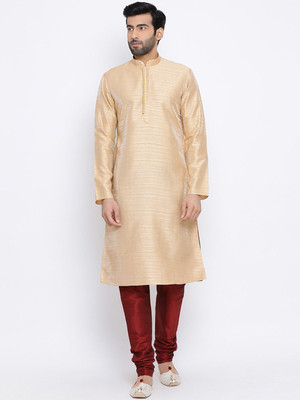 Namaskar Men Solid Straight Kurta(Brown)