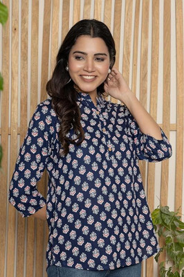 VedaFashions Women Printed Straight Kurta(Dark Blue)