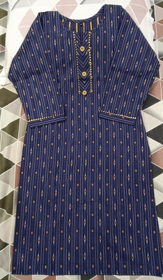 TAHURA CREATION Women Printed A-line Kurta(Dark Blue)
