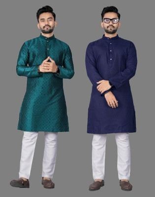 DHASU TRENDZ Men Self Design Straight Kurta(Multicolor)