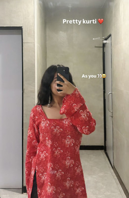 Aarohi Fashion Women Printed Straight Kurta(Red)