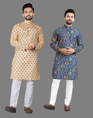 DHASU TRENDZ Men Printed Straight Kurta(Multicolor)