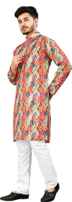 DHASU TRENDZ Men Printed Straight Kurta(Multicolor)
