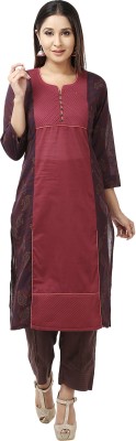 Desi Chhokri Women Solid Straight Kurta(Maroon)