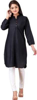 RAI CREATION Women Solid A-line Kurta(Black)