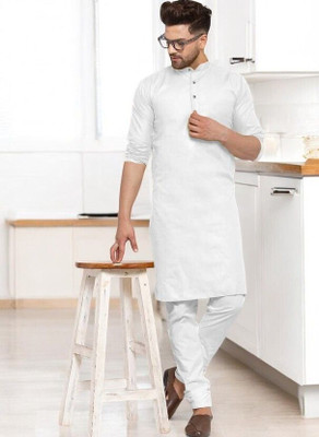 Rashmi Genz Men Solid Straight Kurta(White)
