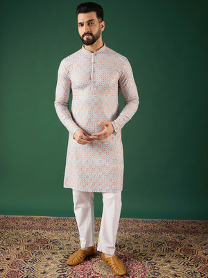 ANOUK Men Geometric Print Straight Kurta(Multicolor)