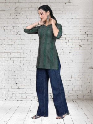 Texpa Creationkl Women Solid Straight Kurta(Green)