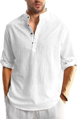 UNIFAV Men Solid Straight Kurta(White)