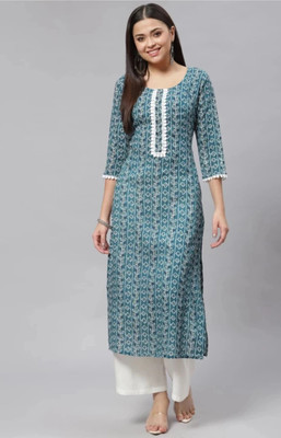 DIGIVASTRA Women Printed Straight Kurta(Green)
