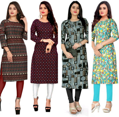 MIROSELLY CREATION Women Printed, Geometric Print Straight Kurta(Multicolor)