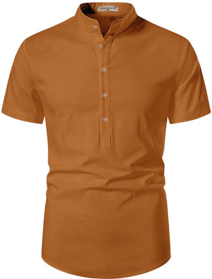 Edinwolf Men Solid A-line Kurta(Brown)