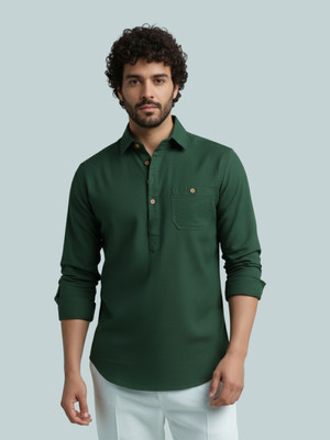 Univibe Men Solid A-line Kurta(Dark Green)