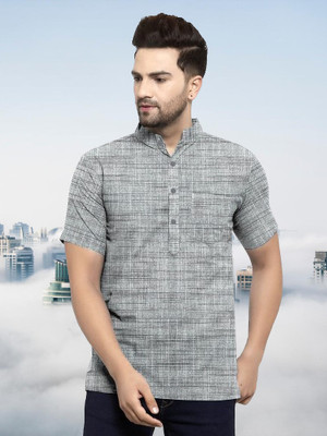 MASCON Men Solid Straight Kurta(Grey)