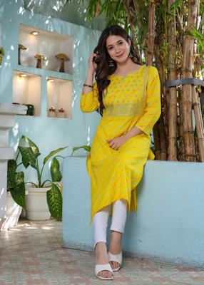 Lakshay Fashion Women Embroidered A-line Kurta(Yellow)