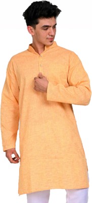 Jadoo Men Solid Straight Kurta(Yellow)