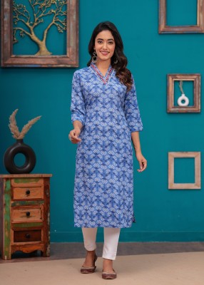 EMPIRE STYLE Women Printed A-line Kurta(Blue)