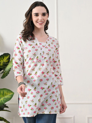 DORIYA Women Printed Straight Kurta(Light Green)