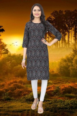 Jayshree Fab Women Printed Flared Kurta(Black)